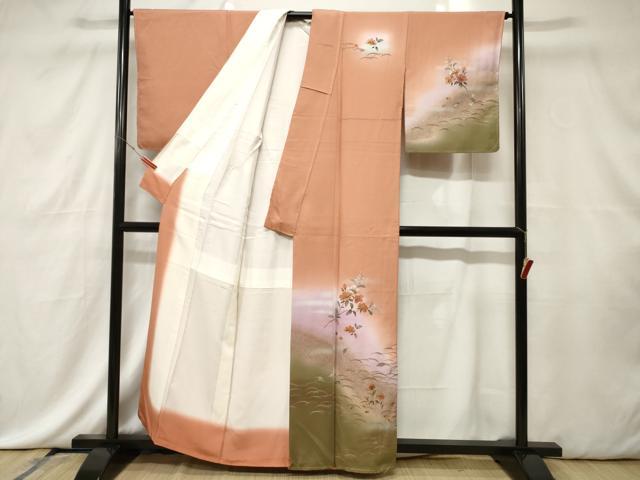 平和屋着物■訪問着 草花文 暈し染め 金銀彩 正絹 逸品 未使用 CABE3756dy