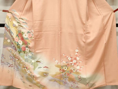 平和屋着物■訪問着 作家物 花鳥文 暈し染め 金彩 正絹 逸品 CABE3766dy