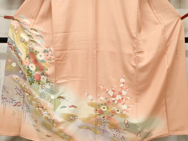 平和屋着物■訪問着 作家物 花鳥文 暈し染め 金彩 正絹 逸品 CABE3766dy