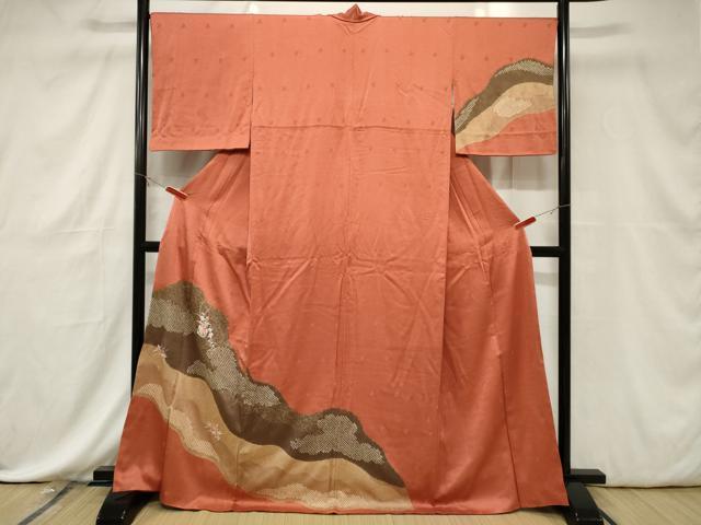 平和屋着物■訪問着 絞り 道長花籠文 銀糸 正絹 逸品 CABE3768dy