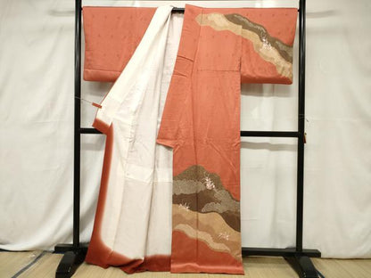 平和屋着物■訪問着 絞り 道長花籠文 銀糸 正絹 逸品 CABE3768dy