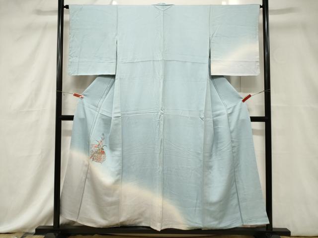 平和屋着物■訪問着 総刺繍 花籠文 暈し染め 金糸 正絹 逸品 CABE3769dy