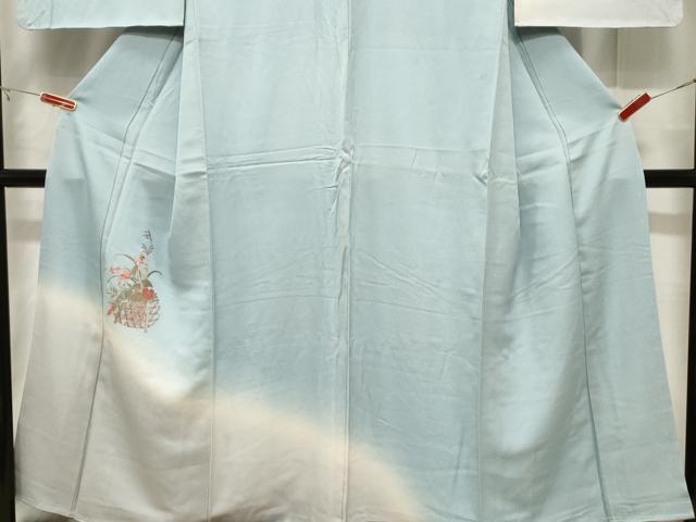 平和屋着物■訪問着 総刺繍 花籠文 暈し染め 金糸 正絹 逸品 CABE3769dy