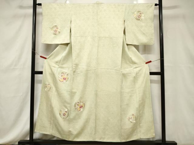 平和屋着物■訪問着 総絞り 総刺繍 駒刺繍 草花丸文 正絹 逸品 CABE3775dy