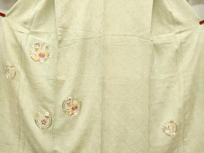 平和屋着物■訪問着 総絞り 総刺繍 駒刺繍 草花丸文 正絹 逸品 CABE3775dy