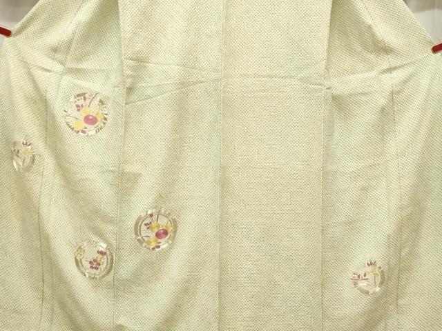 平和屋着物■訪問着 総絞り 総刺繍 駒刺繍 草花丸文 正絹 逸品 CABE3775dy