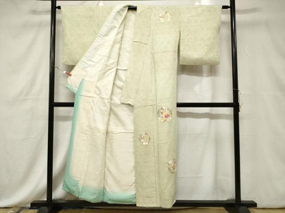 平和屋着物■訪問着 総絞り 総刺繍 駒刺繍 草花丸文 正絹 逸品 CABE3775dy