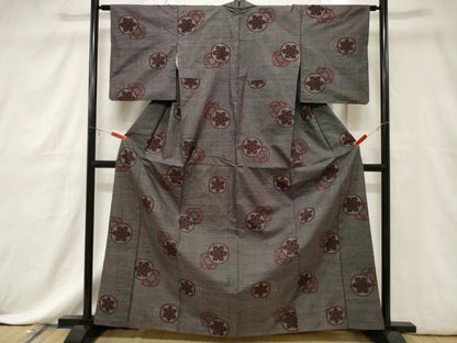 平和屋着物■本場大島紬　7マルキ　幾何学文　正絹　逸品　CABE3786dy