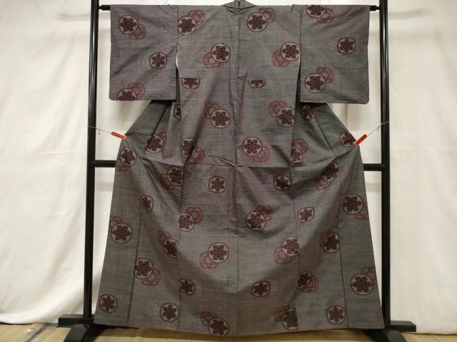 平和屋着物■本場大島紬　7マルキ　幾何学文　正絹　逸品　CABE3786dy