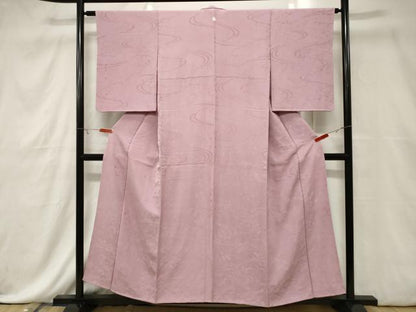 平和屋着物■上質な色無地 流水草花地紋 撫子色 正絹 逸品 CABE3787dy