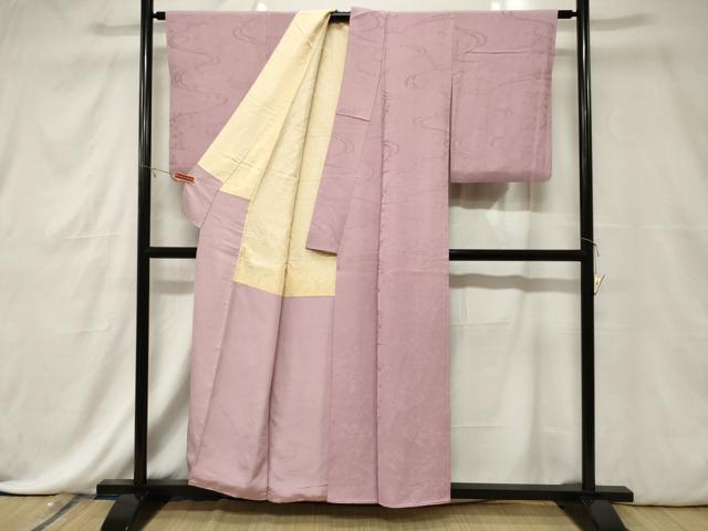 平和屋着物■上質な色無地 流水草花地紋 撫子色 正絹 逸品 CABE3787dy