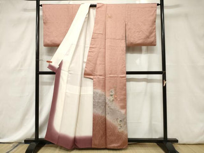 平和屋着物■訪問着 刺繍 短冊花文 暈し染め 金銀彩 正絹 逸品 CABE3790dy