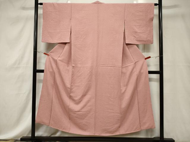 平和屋着物■上質な色無地 舞葉地紋 珊瑚色 正絹 逸品 CABE3791dy