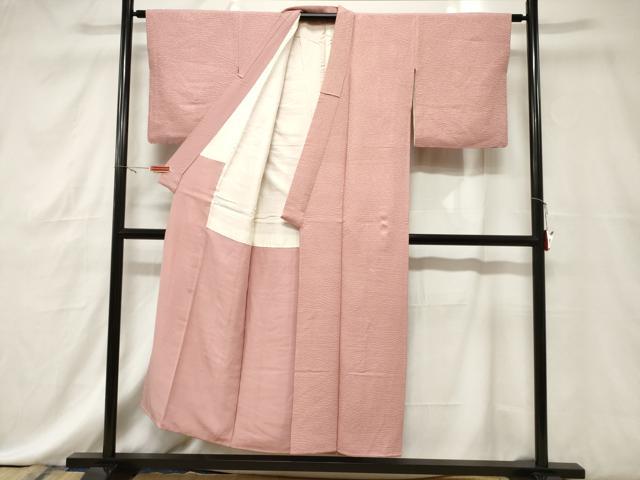 平和屋着物■上質な色無地 舞葉地紋 珊瑚色 正絹 逸品 CABE3791dy