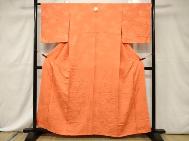 平和屋着物■上質な色無地 立波地紋 柿色 正絹 逸品 未使用 CABE3799dy