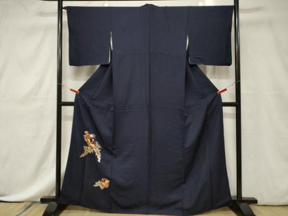 平和屋着物■色留訪問着 総刺繍 駒刺繍 尾長鳥花丸文 正絹 逸品 CABE3800dy