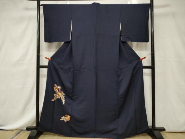 平和屋着物■色留訪問着 総刺繍 駒刺繍 尾長鳥花丸文 正絹 逸品 CABE3800dy