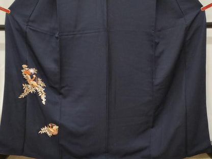 平和屋着物■色留訪問着 総刺繍 駒刺繍 尾長鳥花丸文 正絹 逸品 CABE3800dy
