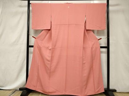 平和屋着物■上質な色無地 甚三紅色 正絹 逸品 CABE3805dy