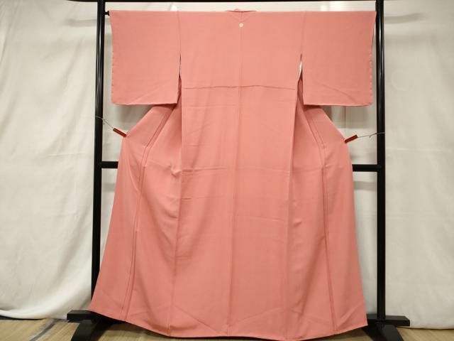 平和屋着物■上質な色無地 甚三紅色 正絹 逸品 CABE3805dy