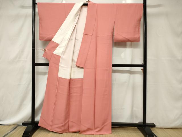 平和屋着物■上質な色無地 甚三紅色 正絹 逸品 CABE3805dy