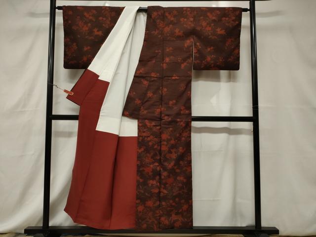 平和屋着物■訪問着 紬地 動物花文 正絹 逸品 CABE3806dy