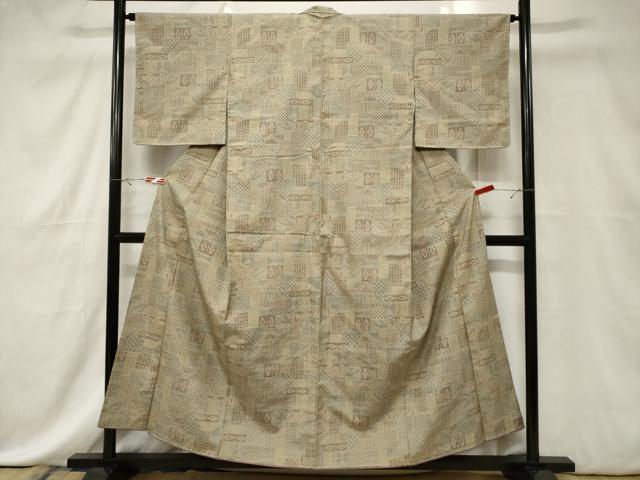 平和屋着物■本場大島紬 7マルキ 幾何学文 正絹 逸品 未使用 CABE3807dy