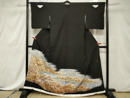 平和屋着物■豪華黒留袖 作家物 風景文 暈し染め 金銀彩 正絹 逸品 CABE3809dy