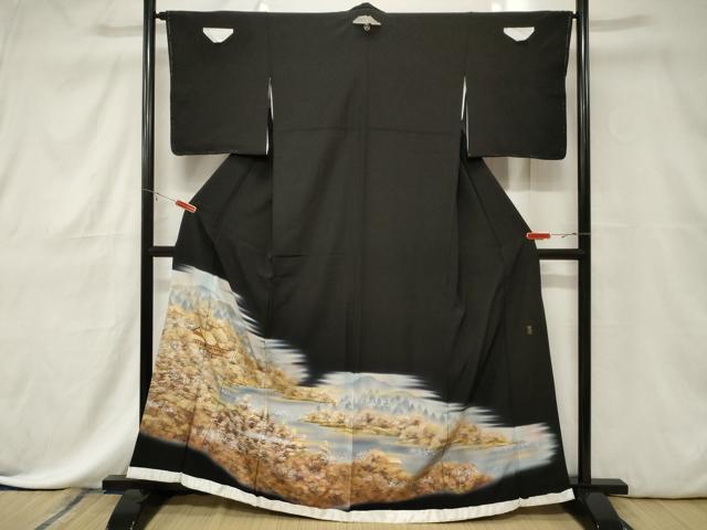 平和屋着物■豪華黒留袖 作家物 風景文 暈し染め 金銀彩 正絹 逸品 CABE3809dy