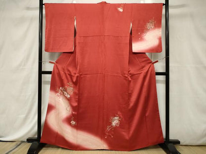 平和屋着物■訪問着 駒刺繍 絞り 御所車花文 暈し染め 金彩 やまと誂製 正絹 逸品 CABE3830dy