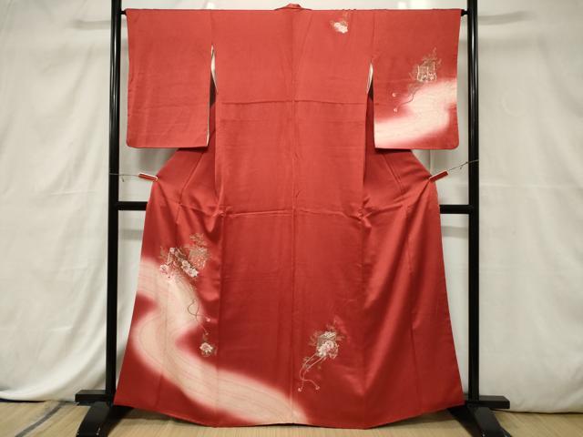 平和屋着物■訪問着 駒刺繍 絞り 御所車花文 暈し染め 金彩 やまと誂製 正絹 逸品 CABE3830dy