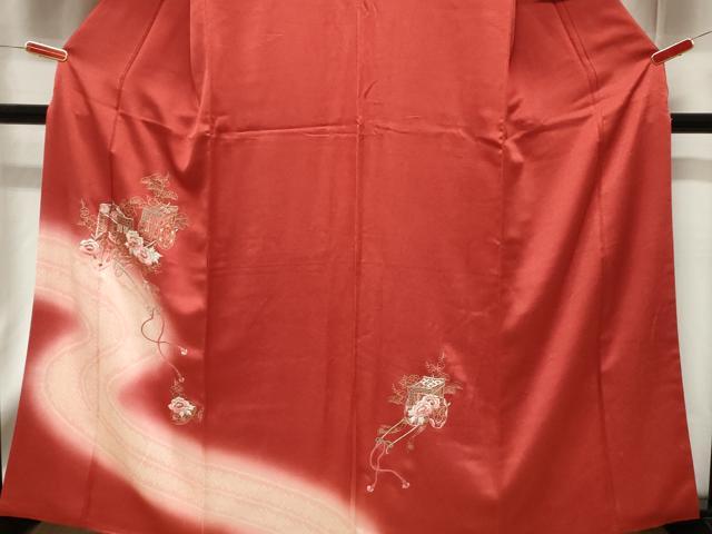 平和屋着物■訪問着 駒刺繍 絞り 御所車花文 暈し染め 金彩 やまと誂製 正絹 逸品 CABE3830dy