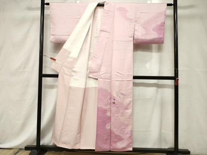 平和屋着物■中国三大刺繍 スワトウ刺繍 訪問着 扇面花文 暈し染め 銀糸 正絹 逸品 CABE3834dy