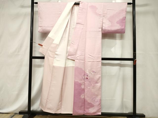 平和屋着物■中国三大刺繍 スワトウ刺繍 訪問着 扇面花文 暈し染め 銀糸 正絹 逸品 CABE3834dy