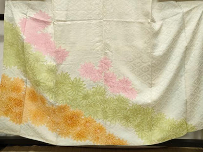 平和屋着物■小振袖　二尺袖　手描き　花尽くし文　正絹　逸品　CABE3836dy
