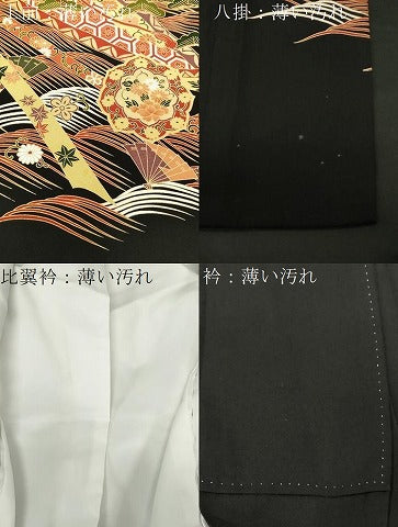 平和屋着物■豪華黒留袖　鳳凰草花文　金彩　正絹　逸品　CABE3850dy