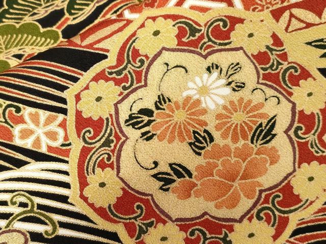 平和屋着物■豪華黒留袖　鳳凰草花文　金彩　正絹　逸品　CABE3850dy