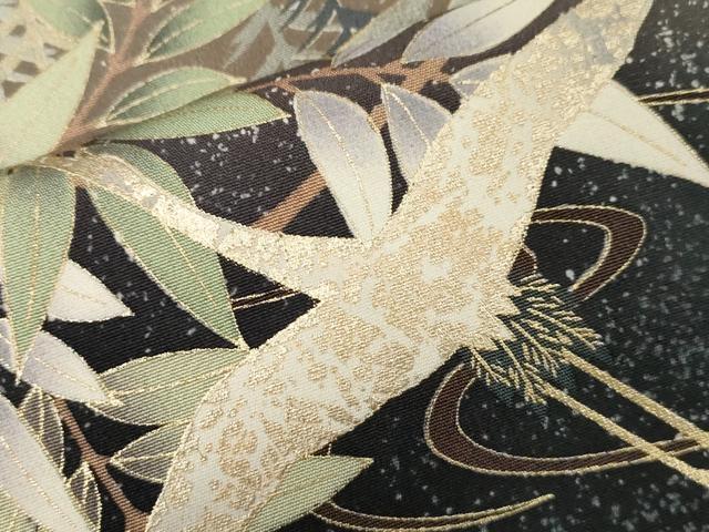 平和屋着物■豪華黒留袖　駒刺繍　萬寿染　流水飛鶴花文　暈し染め　金彩　正絹　逸品　CABE3852dy