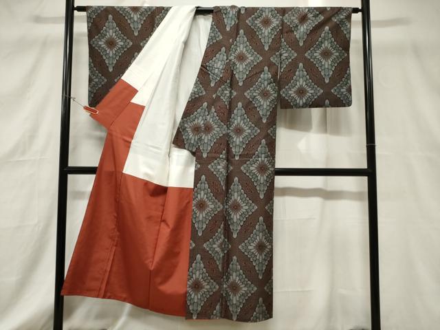 平和屋着物■本場大島紬　割込み絣　花菱文　正絹　逸品　CABE3858dy