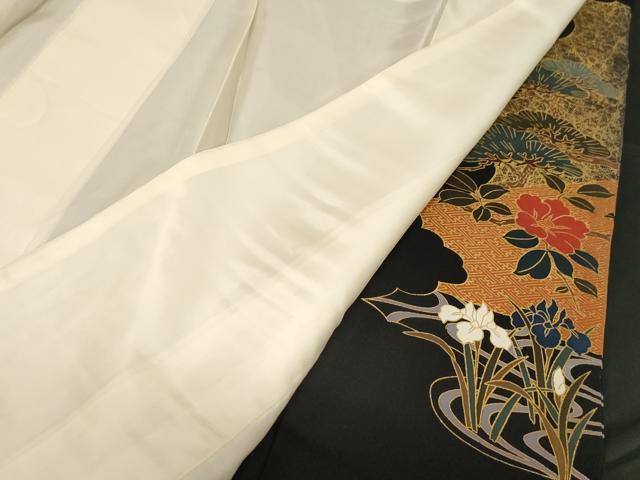 平和屋着物■豪華黒留袖　駒刺繍　孔雀花文　金彩　正絹　逸品　CABE3865dy
