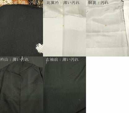 平和屋着物■豪華黒留袖　駒刺繍　雪輪飛鶴枝松文　金彩　正絹　逸品　CABE3867dy