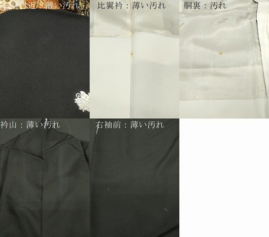 平和屋着物■豪華黒留袖　駒刺繍　雪輪飛鶴枝松文　金彩　正絹　逸品　CABE3867dy