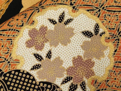 平和屋着物■豪華黒留袖　駒刺繍　雪輪飛鶴枝松文　金彩　正絹　逸品　CABE3867dy