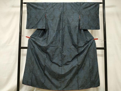 平和屋着物■本場大島紬　割込み絣　幾何学花文　正絹　逸品　CABE3870dy