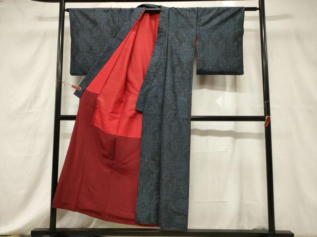 平和屋着物■本場大島紬　割込み絣　幾何学花文　正絹　逸品　CABE3870dy