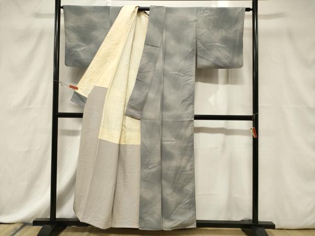 平和屋着物■上質な小紋　地紋起こし　立波文　暈し染め　正絹　逸品　CABE3881dy