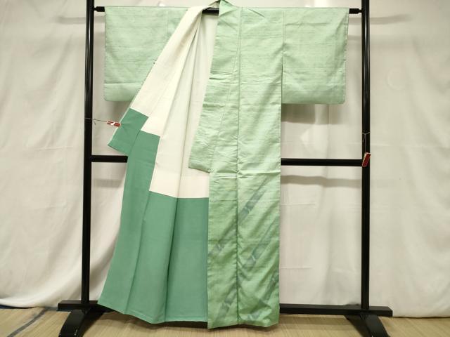 平和屋着物■訪問着　紬地　竹　暈し染め　正絹　逸品　CABE3884dy