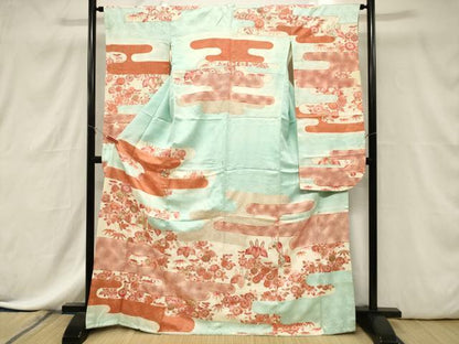平和屋着物■豪華振袖　刺繍　草花文　暈し染め　金糸　金彩　正絹　逸品　CABE3885dy