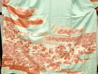 平和屋着物■豪華振袖　刺繍　草花文　暈し染め　金糸　金彩　正絹　逸品　CABE3885dy