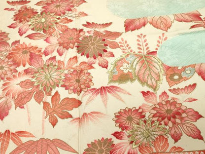 平和屋着物■豪華振袖　刺繍　草花文　暈し染め　金糸　金彩　正絹　逸品　CABE3885dy